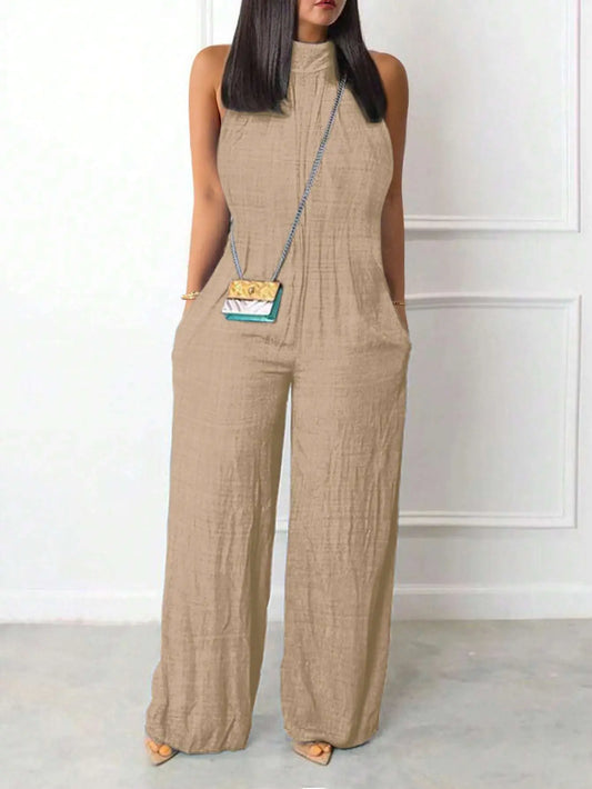 Sleeveless Halter Ruffled Young Women's Jumpsuit null