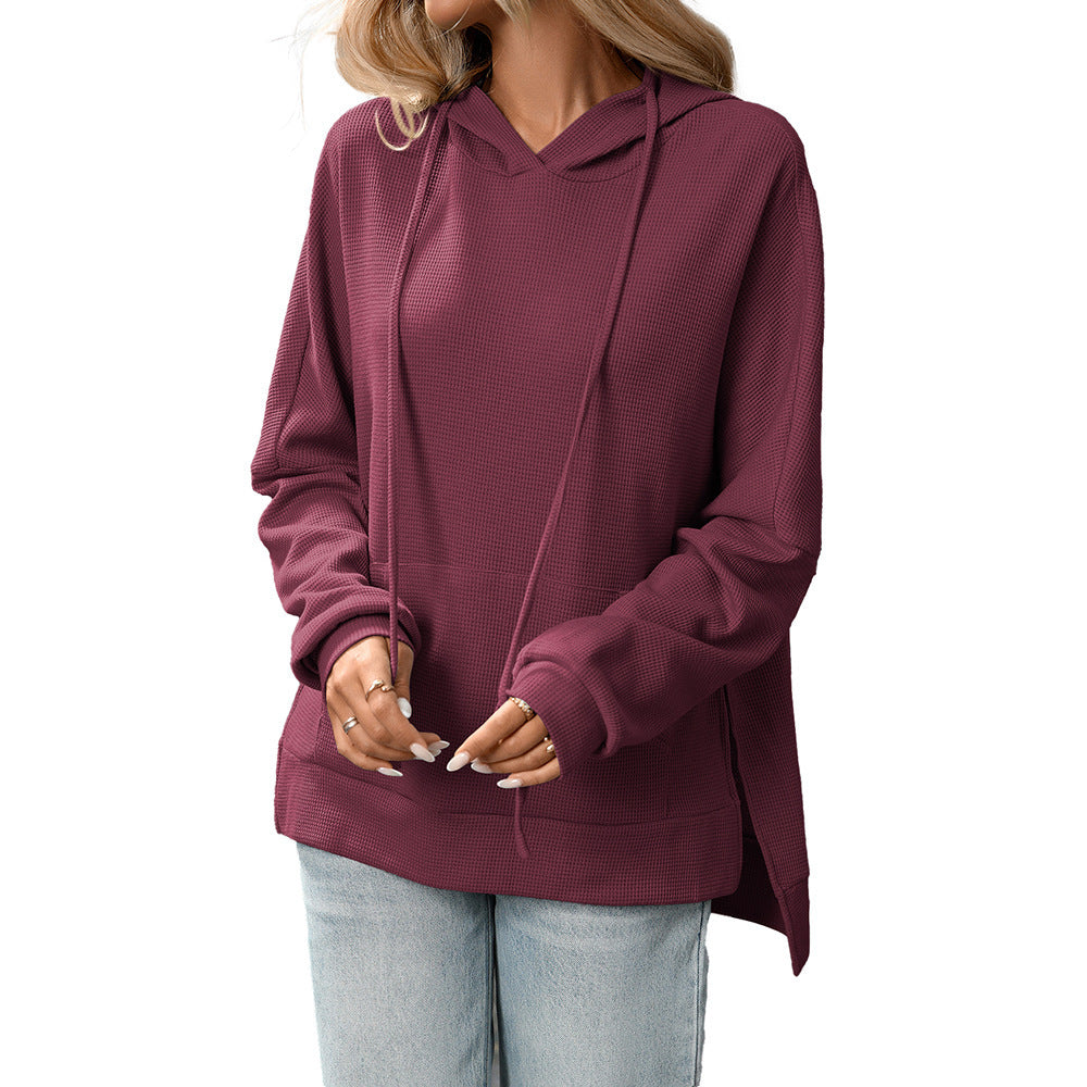 Waffle Knit Pullover Long Sleeve Sweater null