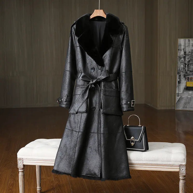 Rabbit Fur All-in-one Women's Fur Jacket Suit Collar null