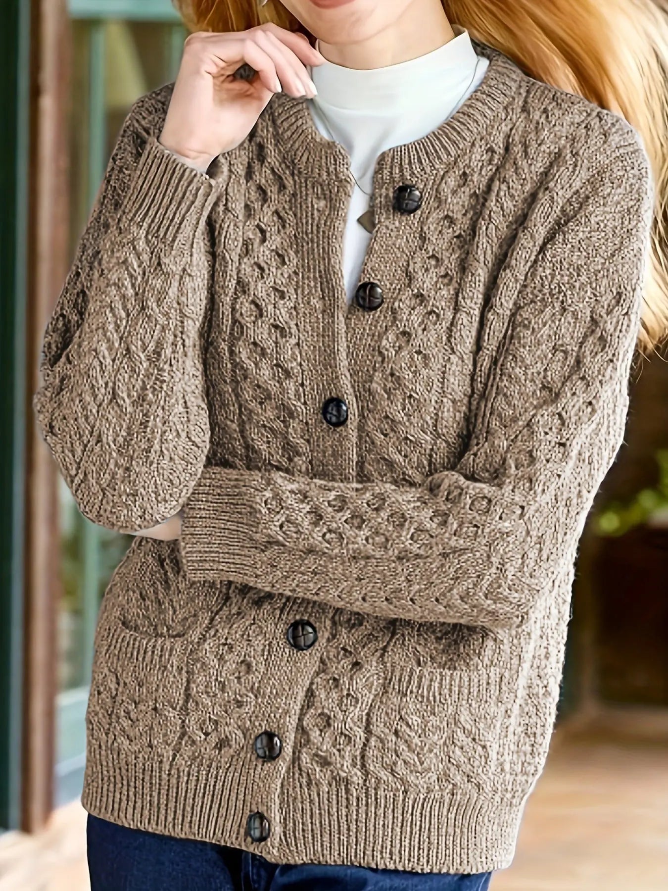 Women's Casual Knit Cardigan Sweater Cozy Long Sleeve Nipaaj
