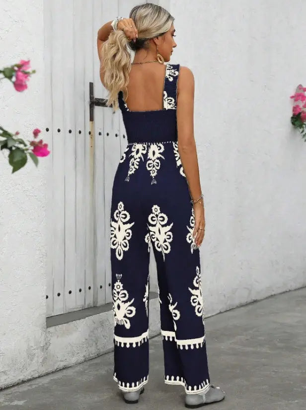 Women's Vacation Casual Sleeveless Printed Wide Leg Jumpsuit null