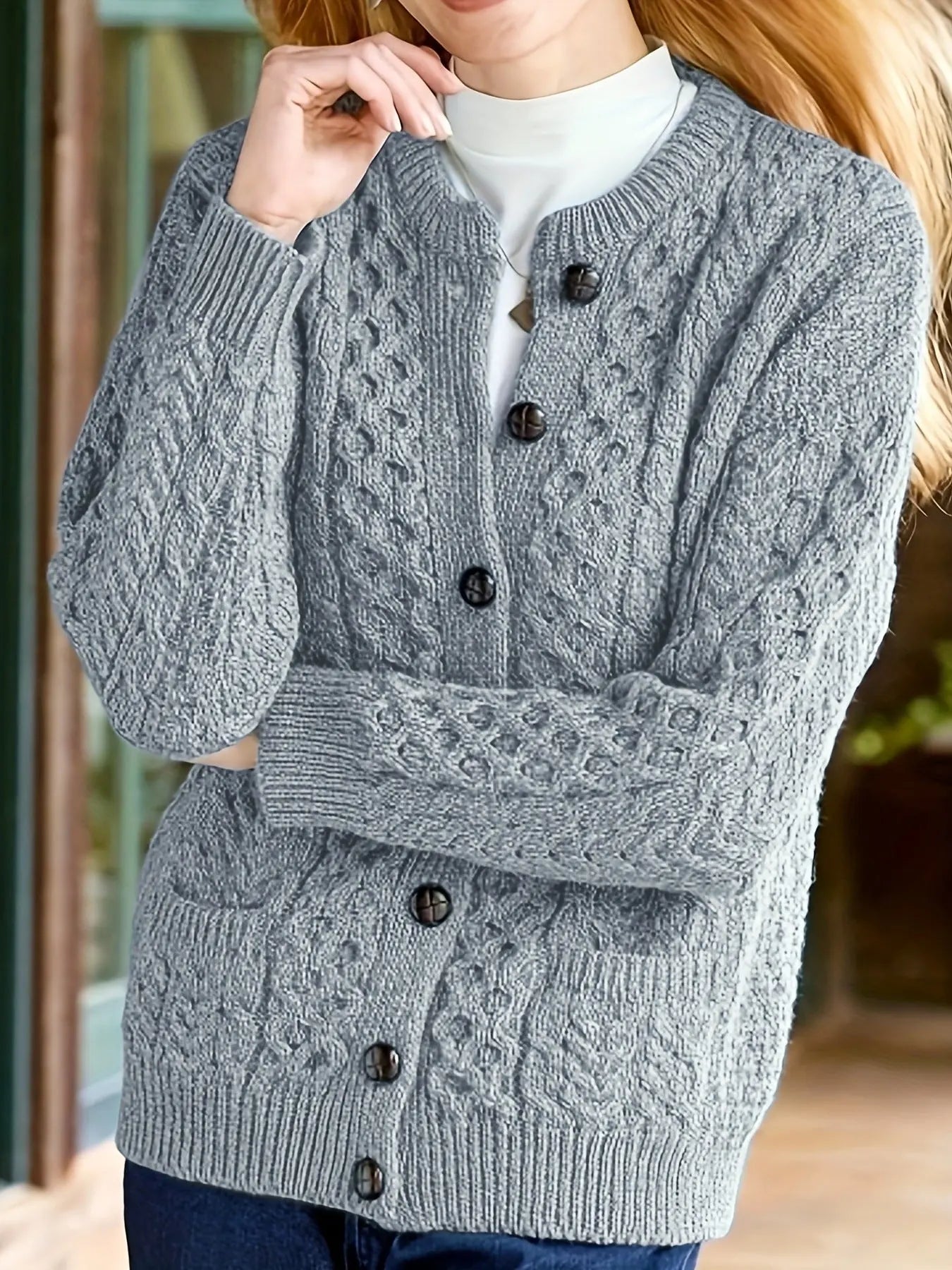 Women's Casual Knit Cardigan Sweater Cozy Long Sleeve Nipaaj