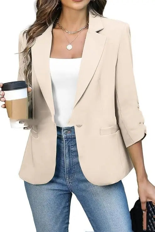 Solid Color Lightweight Slim Suit Jacket null