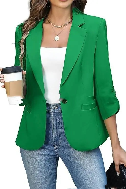 Solid Color Lightweight Slim Suit Jacket null