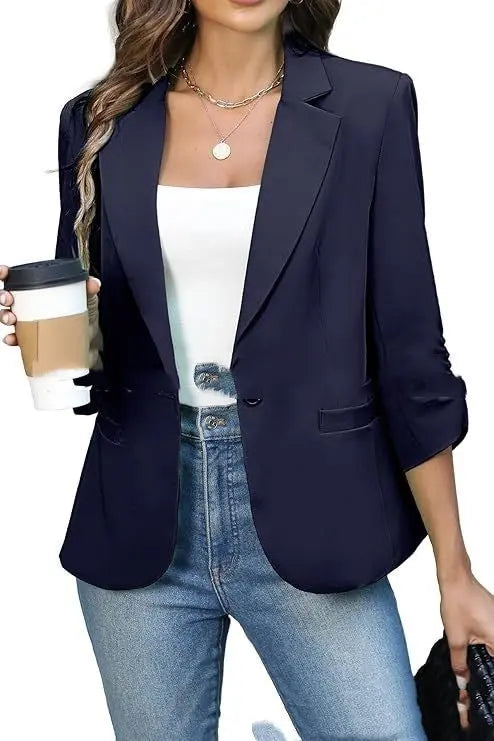 Solid Color Lightweight Slim Suit Jacket null