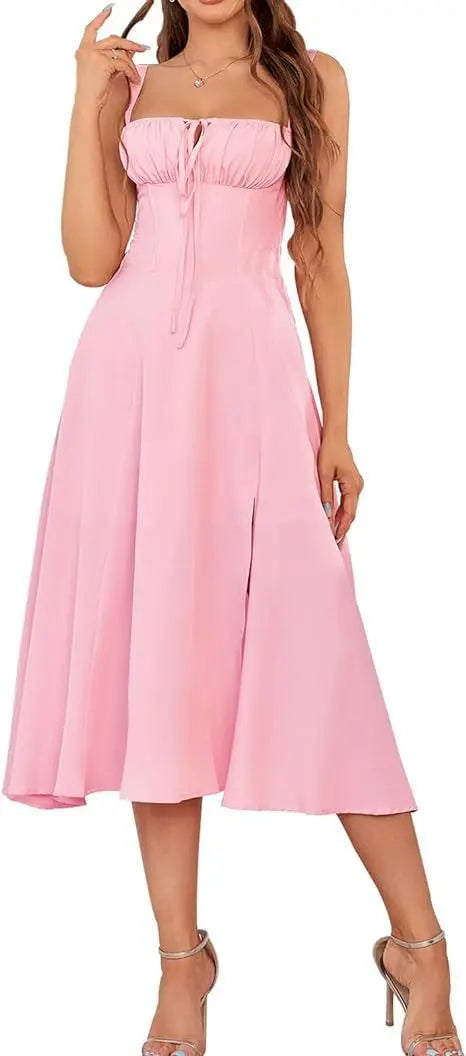 Mid-length Corset Elegant Slit Lace-up Women's Outing Leisure Dress null