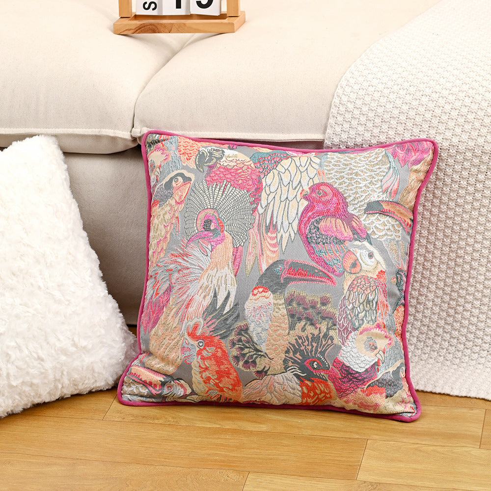 Rose Red Jacquard Girly Style Pillow Sofa Living Room Nordic Ins Cream Style Throw Pillowcase