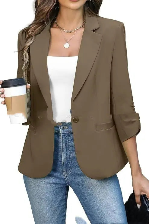 Solid Color Lightweight Slim Suit Jacket null