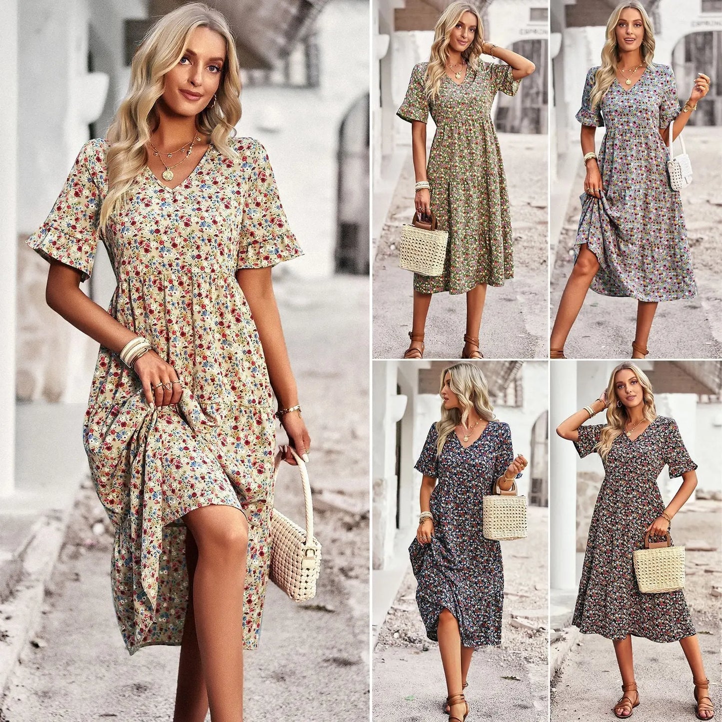 Women's Fashionable V-neck Elegant Dress null