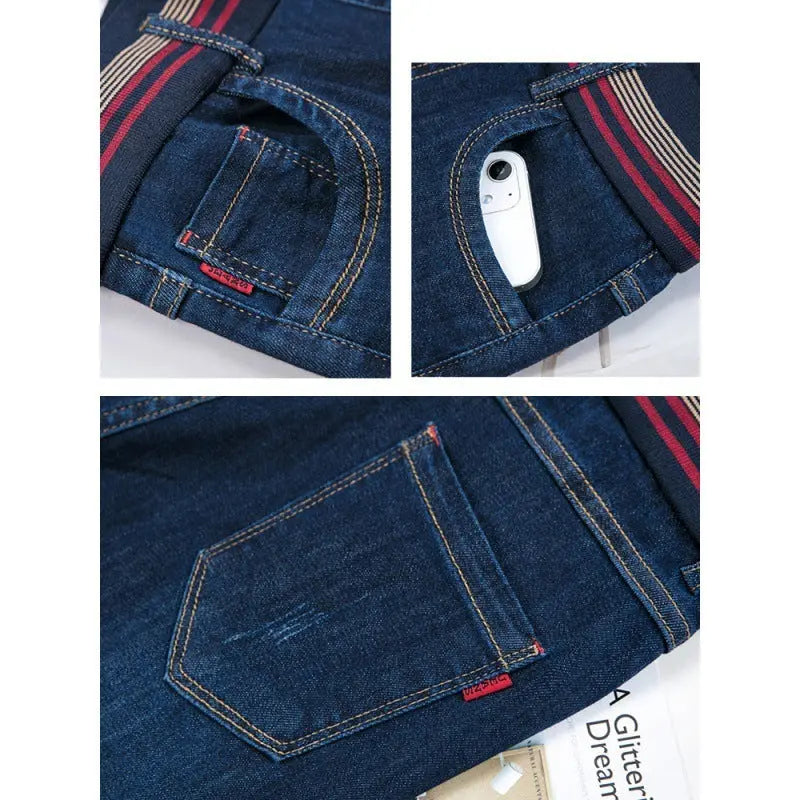 Elastic Waist Autumn And Winter Plus Velvet Padded Jeans Nipaaj