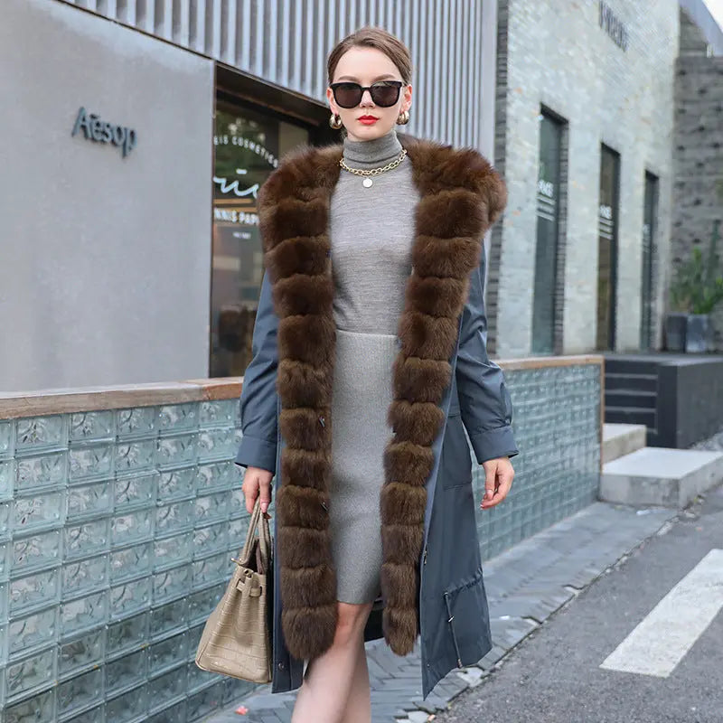 Long Detachable Rex Rabbit Liner Fur Coat null