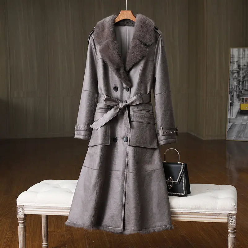 Rabbit Fur All-in-one Women's Fur Jacket Suit Collar null