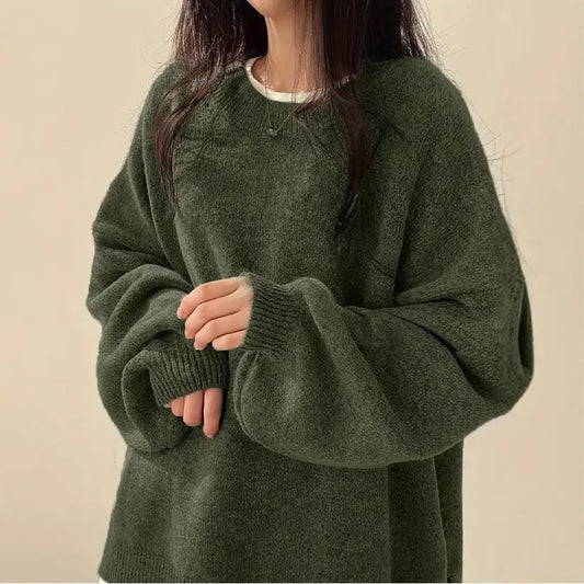 Idle Style Retro Crew Neck Pullover Sweater Nipaaj