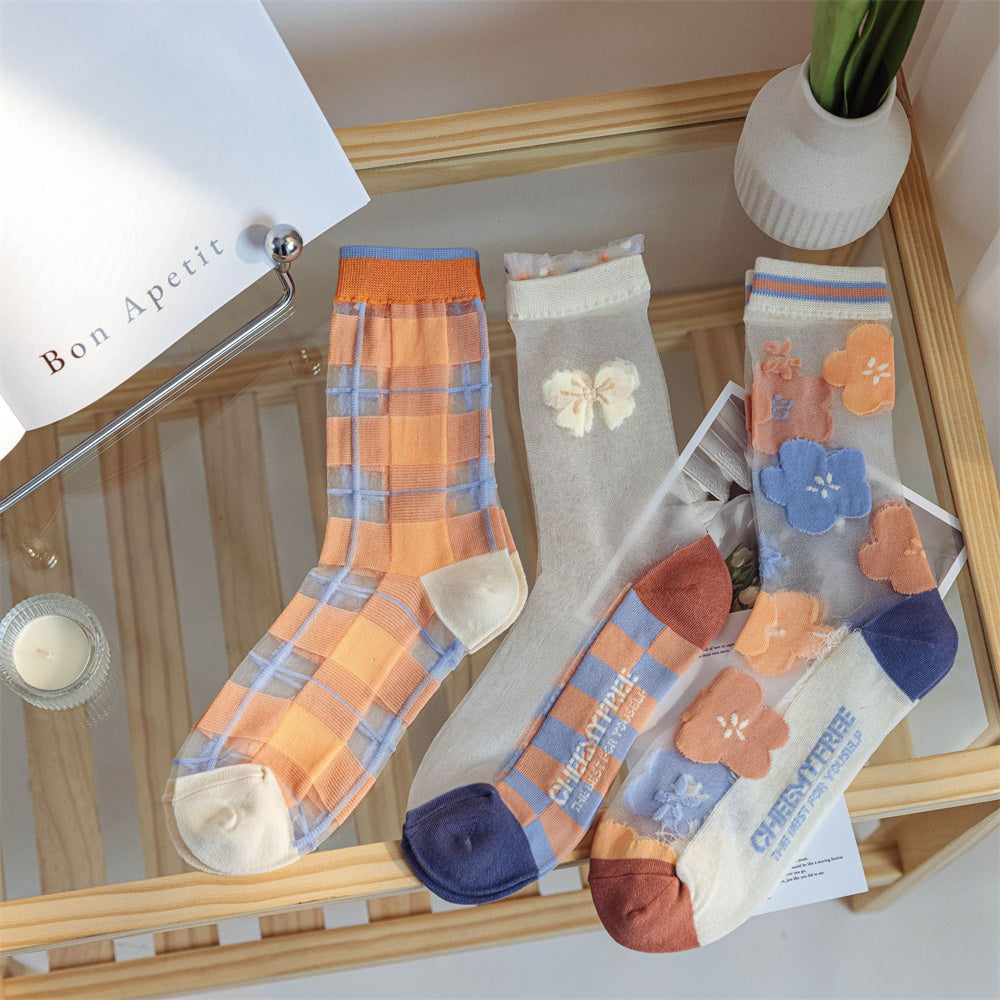 Tulip Fairy Wind Transparent Crystal Glass Silk Women's Socks