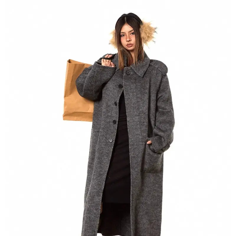High-support Wool Handmade Double-faced Woolen Goods Long Autumn And Winter High-grade Overcoat Coat null