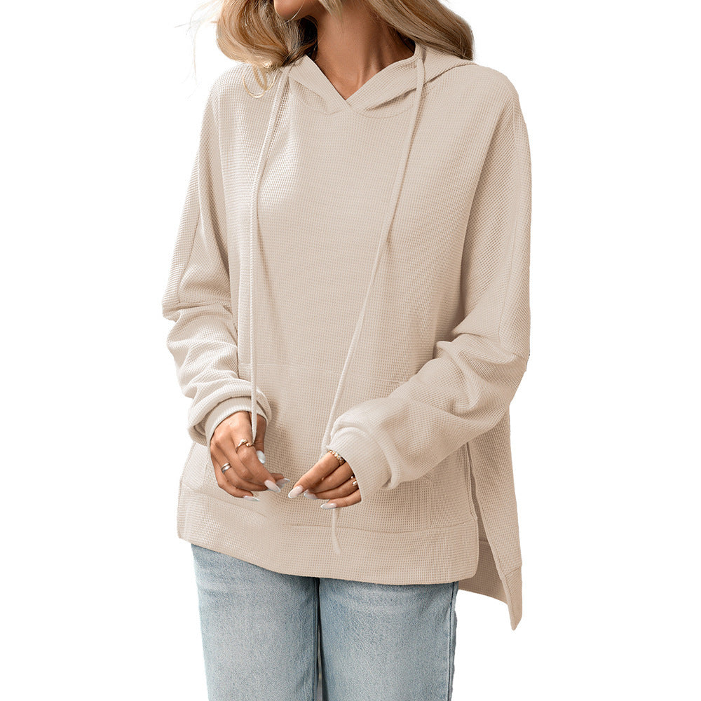 Waffle Knit Pullover Long Sleeve Sweater null