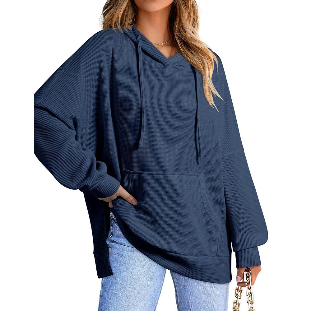 Waffle Knit Pullover Long Sleeve Sweater null