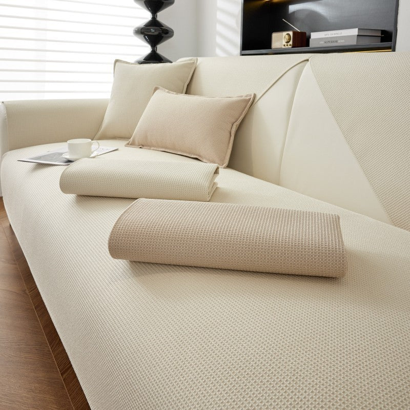 Waffle Solid Color Cream Sofa Cushion Waterproof Non-slip