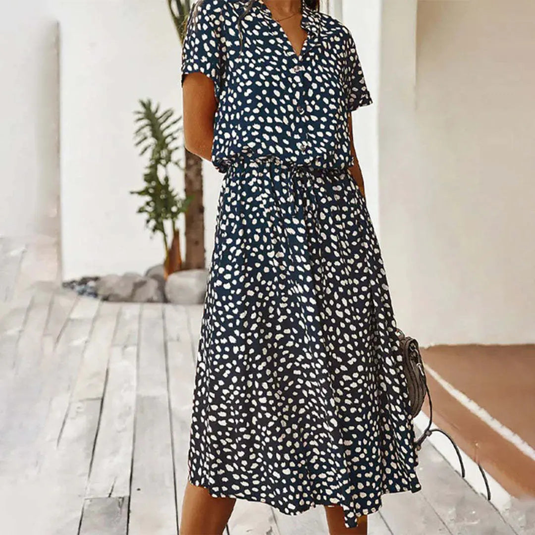 New European And American Vacation Short-sleeved Dress null