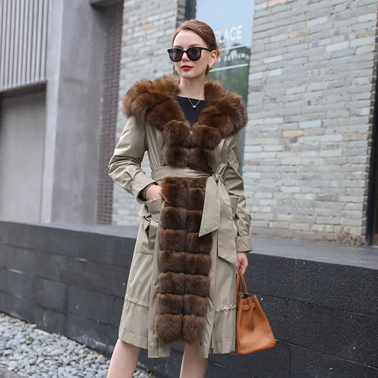 Long Detachable Rex Rabbit Liner Fur Coat null
