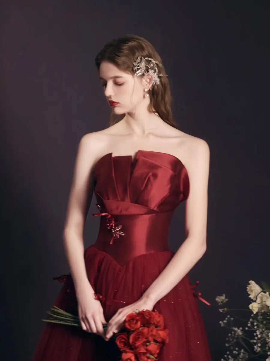 Red Long Dress Heavy-duty Tube Top For Women Nipaaj