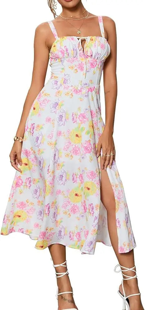 Mid-length Corset Elegant Slit Lace-up Women's Outing Leisure Dress null