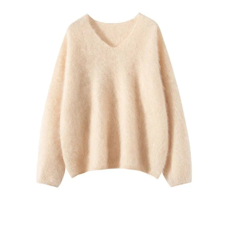 V-neck Autumn And Winter Lazy And Loose Soft Glutinous Sweater Nipaaj