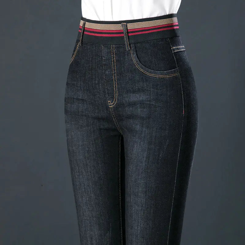 Elastic Waist Autumn And Winter Plus Velvet Padded Jeans Nipaaj