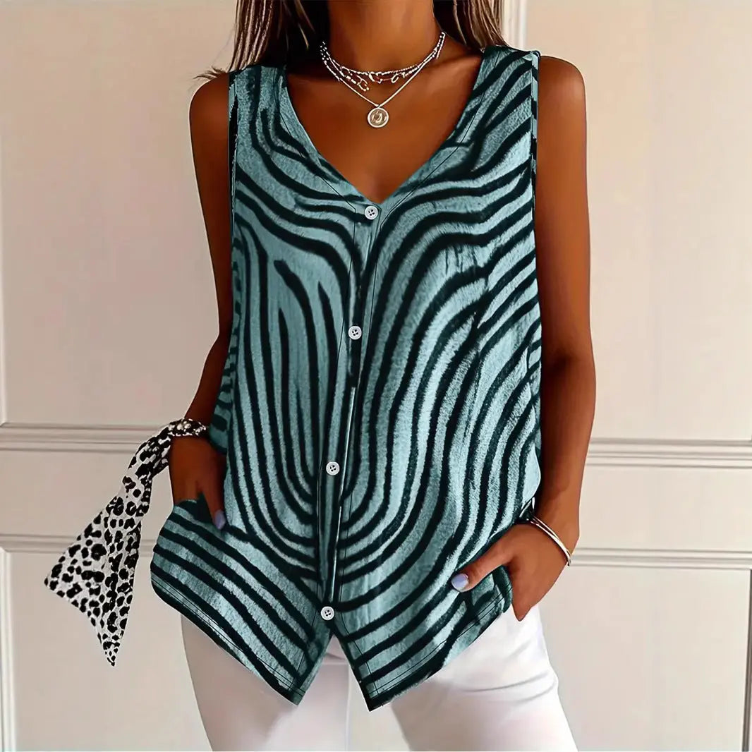 Spring And Summer New Women's Printed Button Cardigan Vest null