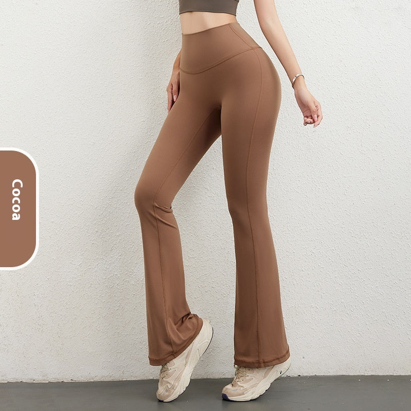 Women's Hip Raise High Waist Pocket Sports Bell-bottom Pants