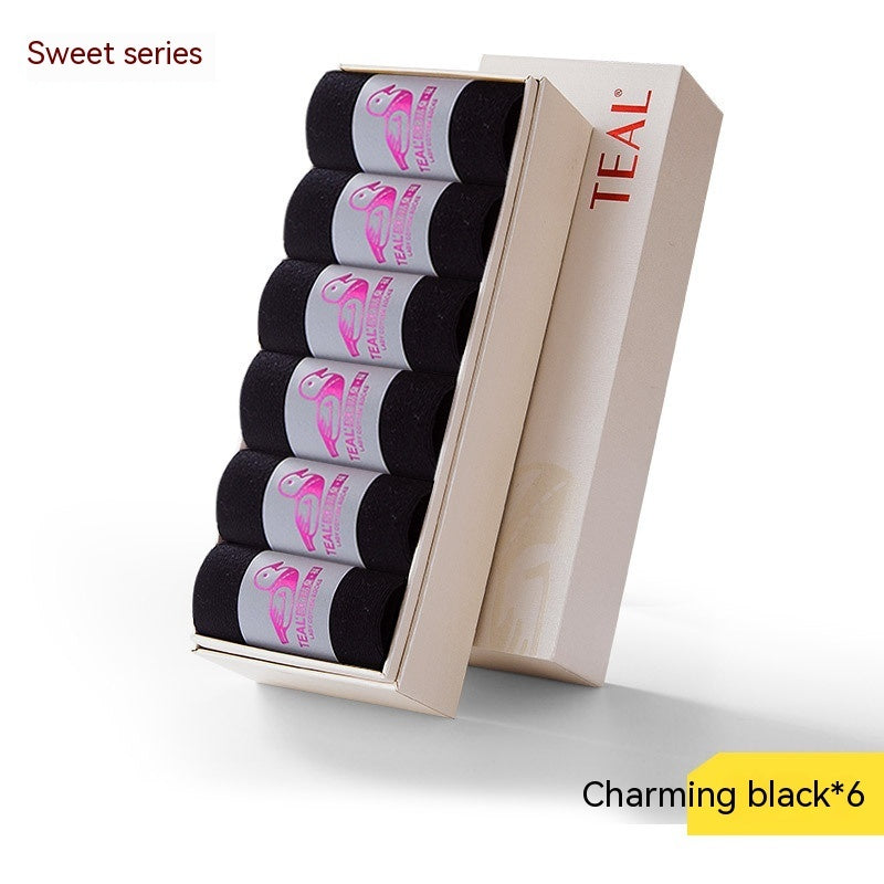 Antibacterial Deodorant Thread Socks Boneless Stitched Candy Solid Color