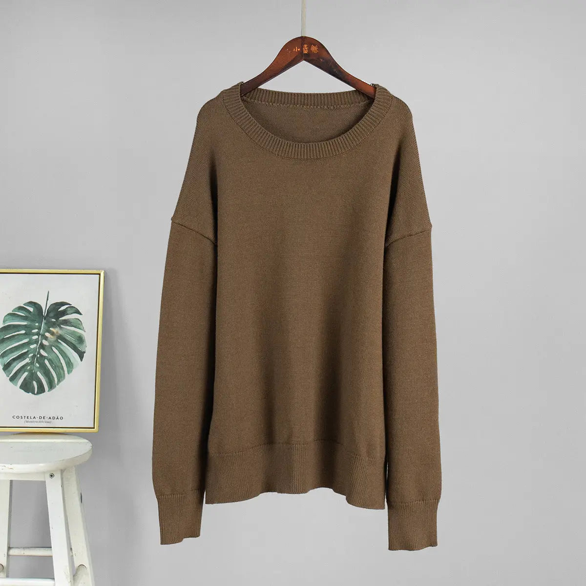 Loose And Warm Simple Pullover Solid Color Knitted Sweater Nipaaj