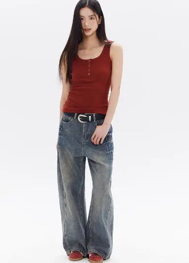 American High Street Design Loose Jeans Nipaaj