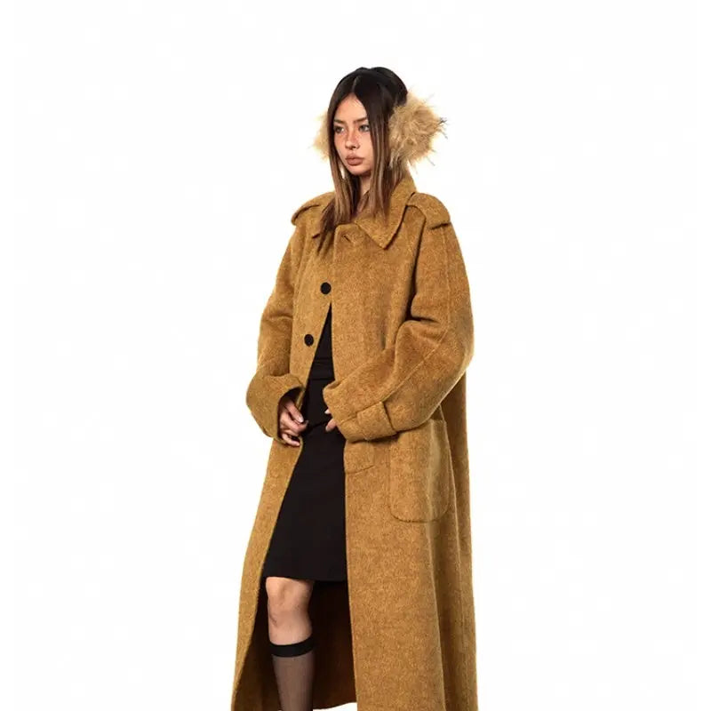 High-support Wool Handmade Double-faced Woolen Goods Long Autumn And Winter High-grade Overcoat Coat null
