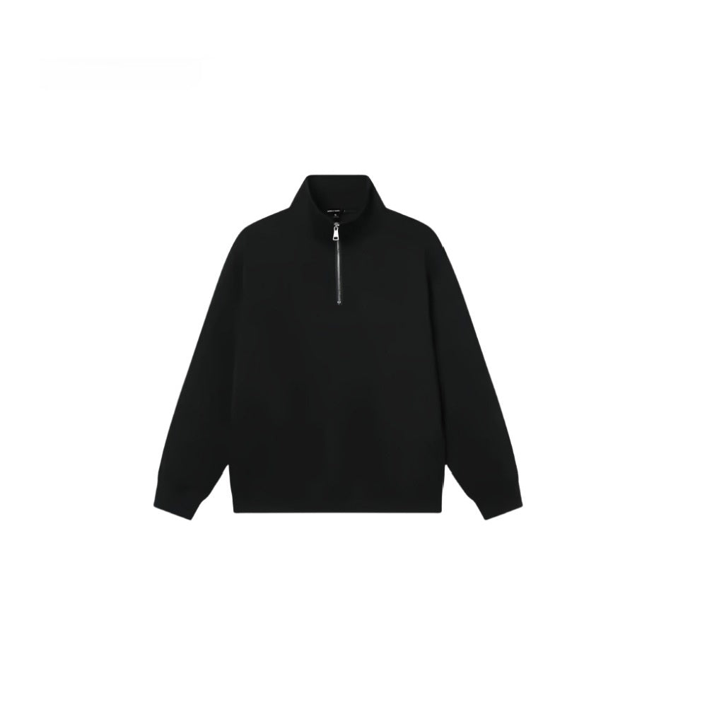 Half Zipped Stand Collar Gray Sweater Same Style For Men And Women