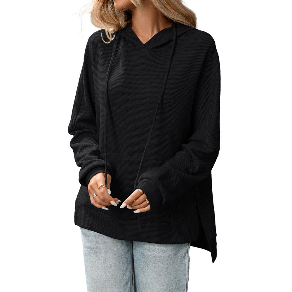 Waffle Knit Pullover Long Sleeve Sweater null