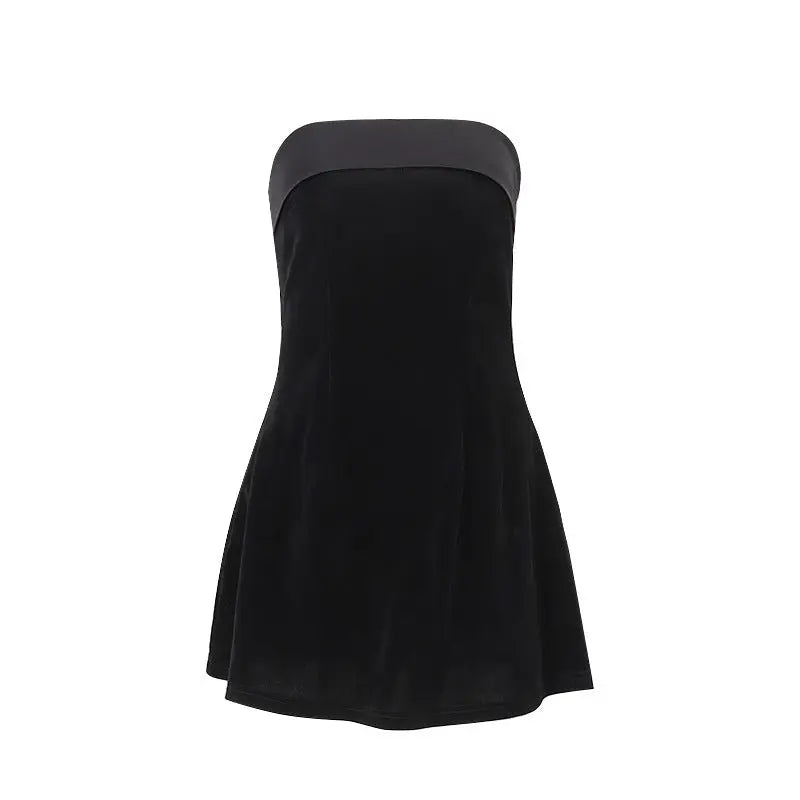 Ins Slim Tube-top Dress Fashion Zipper A-line Short Dresses Party Evening Clothing For Women null