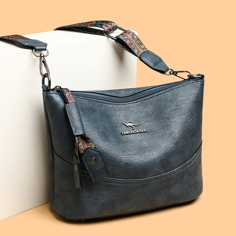 2024 New Women's Bucket Bag Soft Leather One-shoulder Crossbody