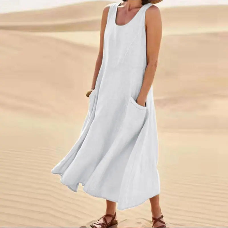 Summer Sleeveless Long Dress With Pockets Fashion Casual Loose Dresses Women's Clothing null