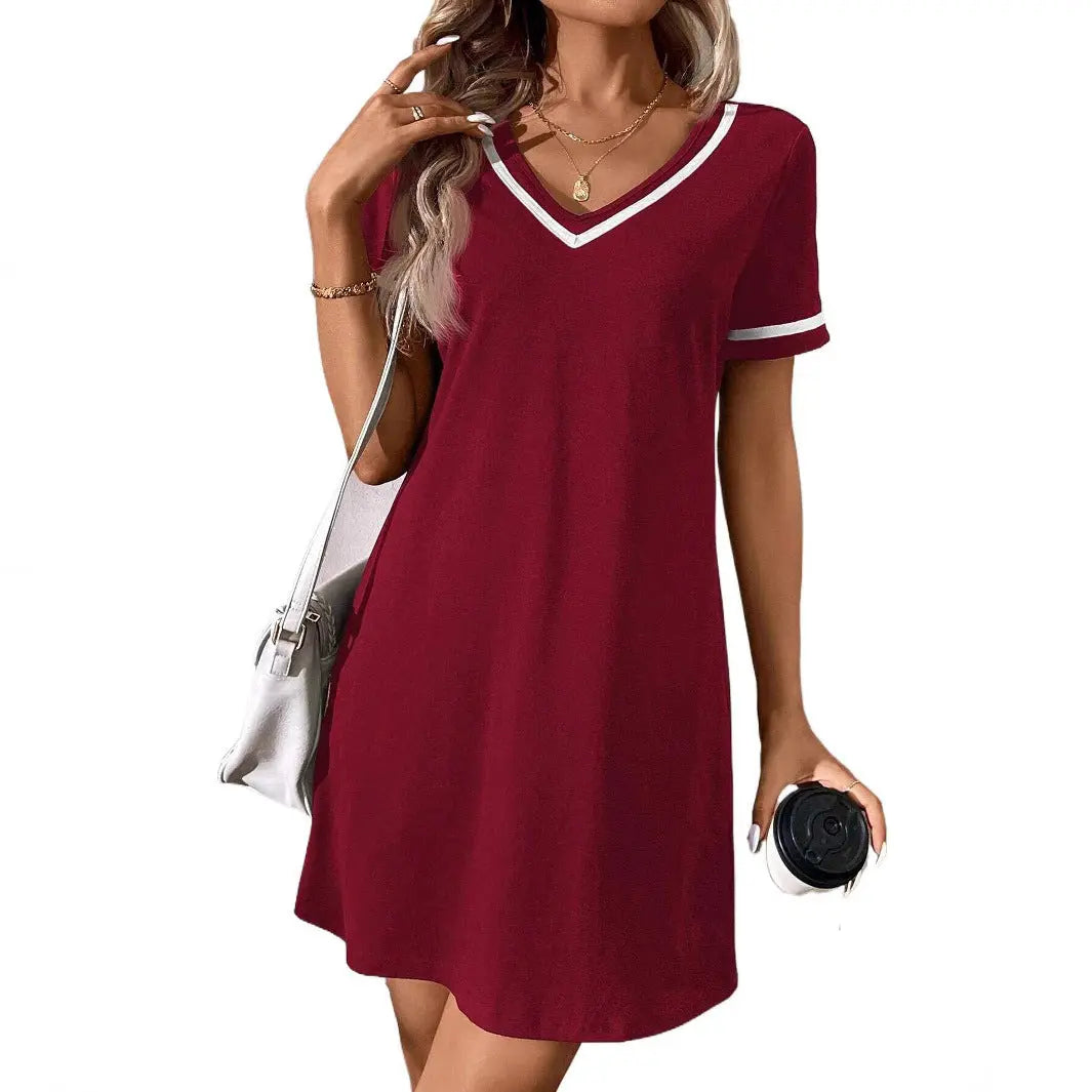 Women's Dress Black V-neck Casual Short Sleeve Dress null