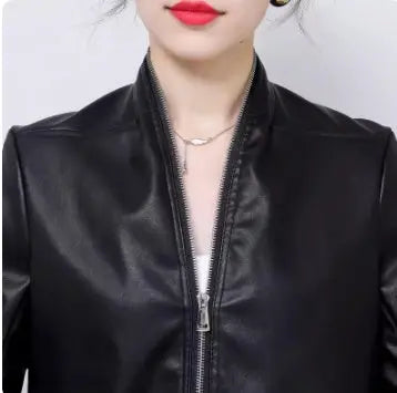Unique And High-end Feeling, Slim Fitting Black PU Leather Work Suit And Jumpsuit For Women null