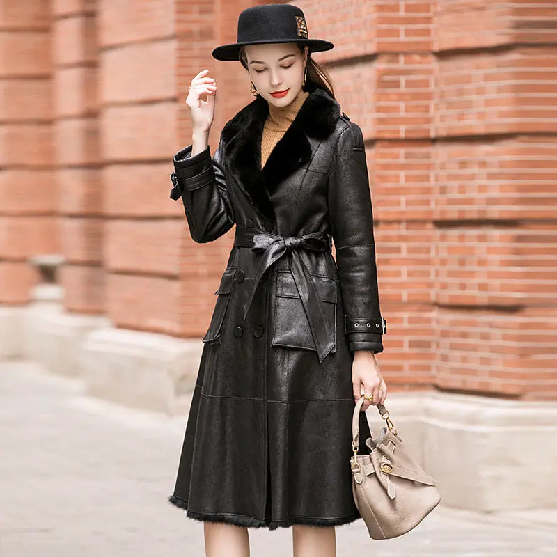 Rabbit Fur All-in-one Women's Fur Jacket Suit Collar null