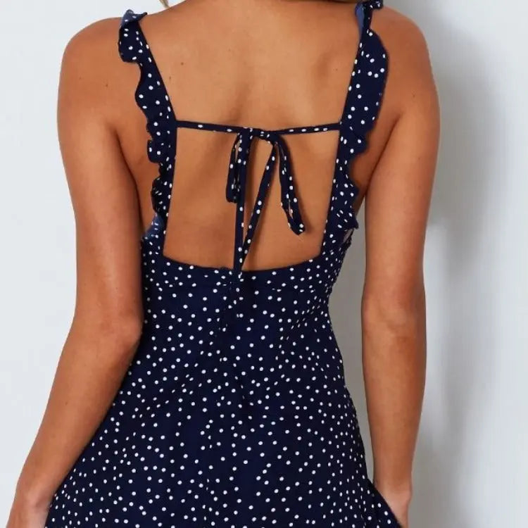 Polka-dot Strappy Dress Women Summer Fashion Beach Sundress null