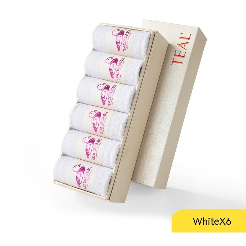 Pure Cotton Handmade Boneless Suture Antibacterial Deodorant Four Seasons Mid-calf Length Women's Socks