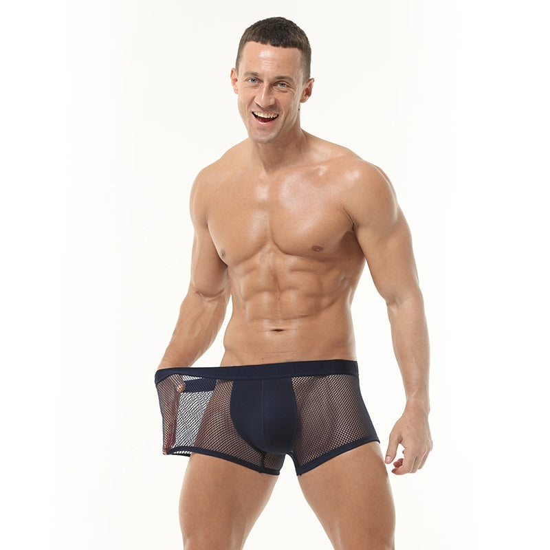 Ice Silk High Elastic Mesh Underwear Thin Cotton Crotch Boxers