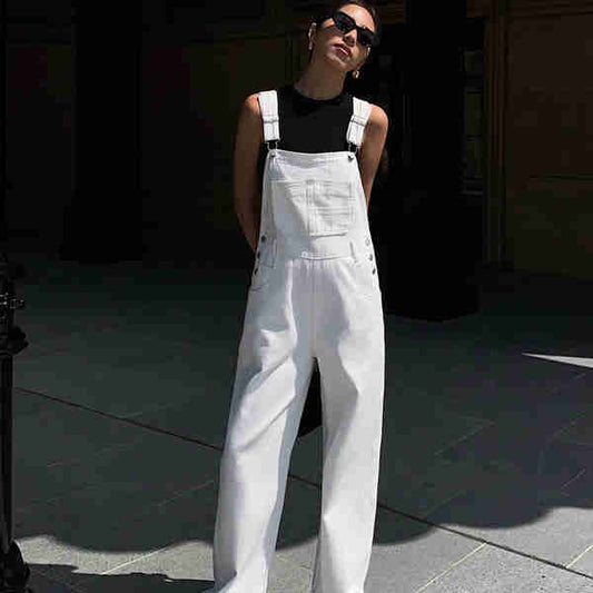 Korean Style Loose Straight Jumpsuit Mopping Wide Leg Pants null