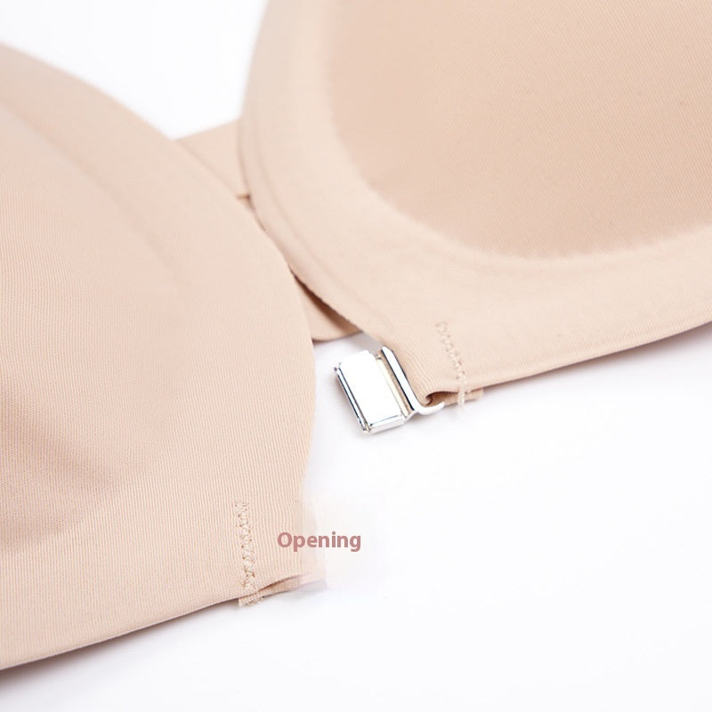 Women's Underwear Thin Small Breast Push Up Women's Front Buckle Backless Bra