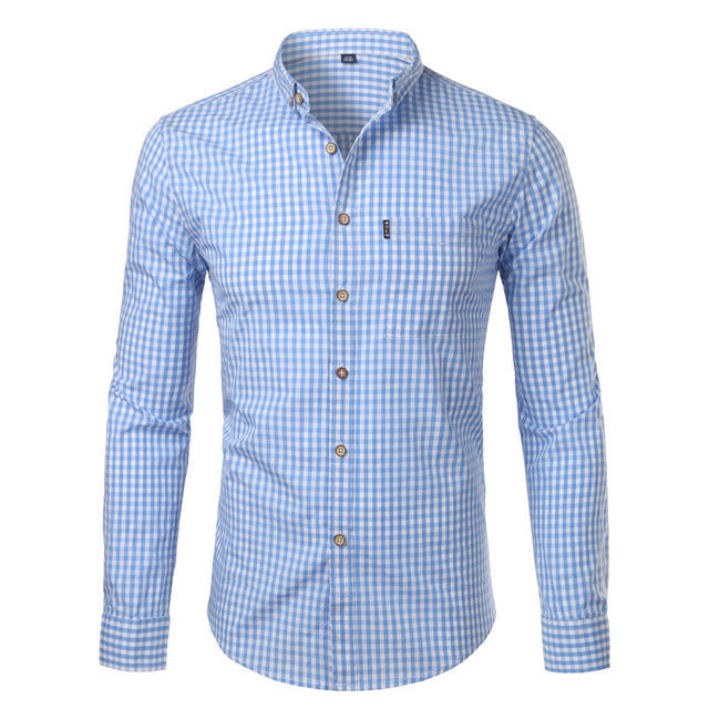 Men's Small Plaid Shirt Spring And Autumn Long Sleeves