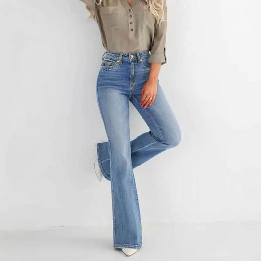 Fashion Slim Stretch High-waisted Boot-cut Pants Jeans Nipaaj