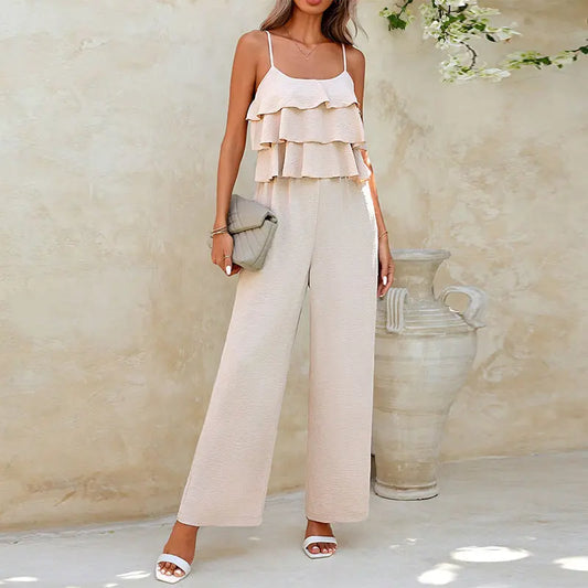 Women's European And American Style Lotus Leaf Suspender Jumpsuit null